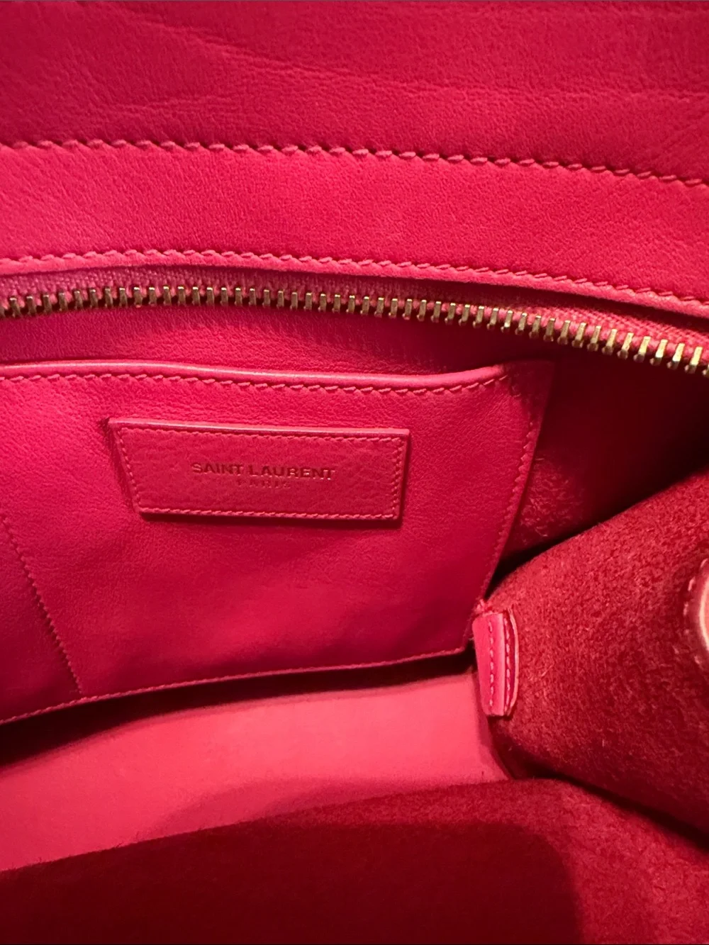Yves Saint Laurent Pink Calfskin Leather Cabas ChYc Crossbody Bag - Picture 9 of 10